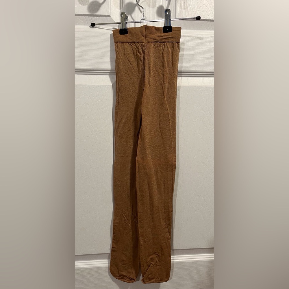 Mondor suntan shiny footed figure skating tights